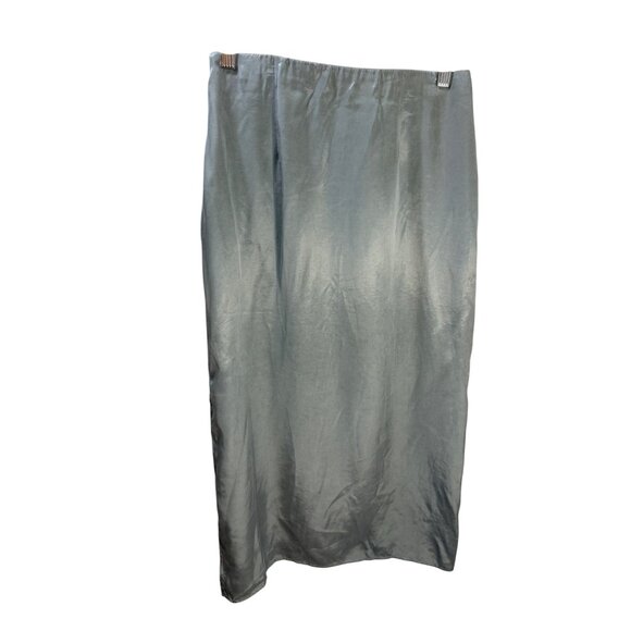 H&M‎ Womens Satin Midi Skirt With Side Slit Light Blue Size S - Picture 2 of 8